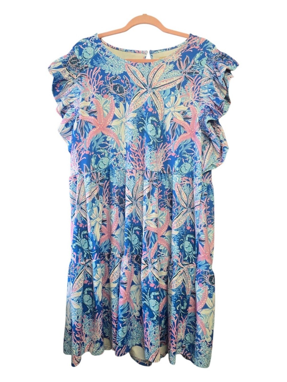 Simply Southern Women’s Blue Multicolor Floral Dress, UPF50+, Sz L, NWT - Picture 2 of 7